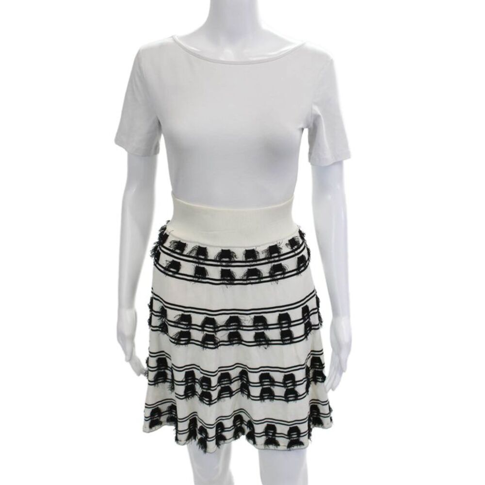 Comme Moi Women A-Line Flare Black Skirt Knee Length Viscose Size M